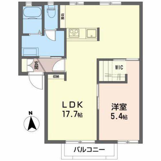 ファミール鎌田(1LDK/2階)の間取り写真