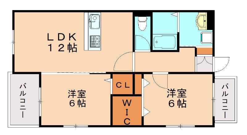エルティアラ上富野II(2LDK/3階)の間取り写真