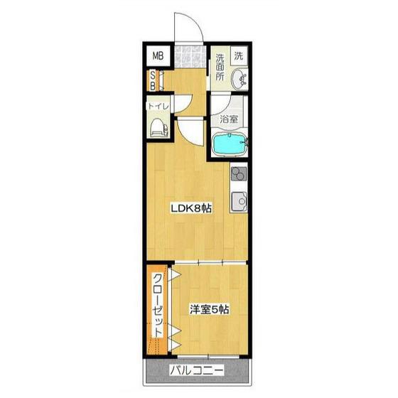 エスパース長町南(1LDK/4階)の間取り写真