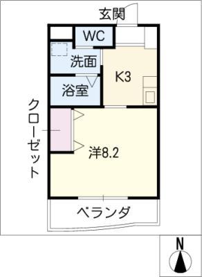 エクセラン(1K/2階)の間取り写真