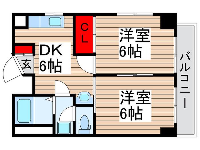 メゾン北小金(2DK/4階)の間取り写真