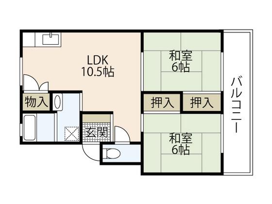 仁井田ビル(2LDK/2階)の間取り写真