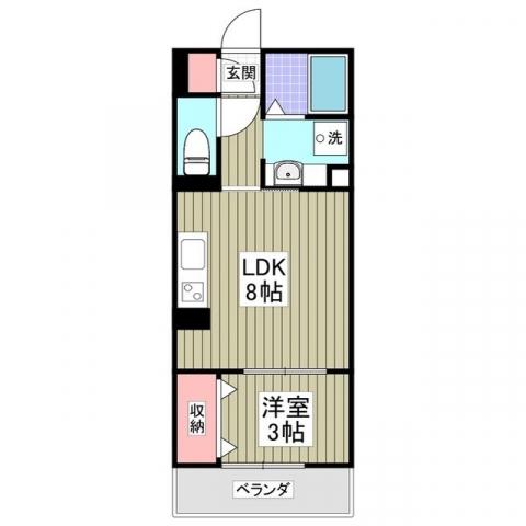 ヴィラ紺屋町(1LDK/2階)の間取り写真