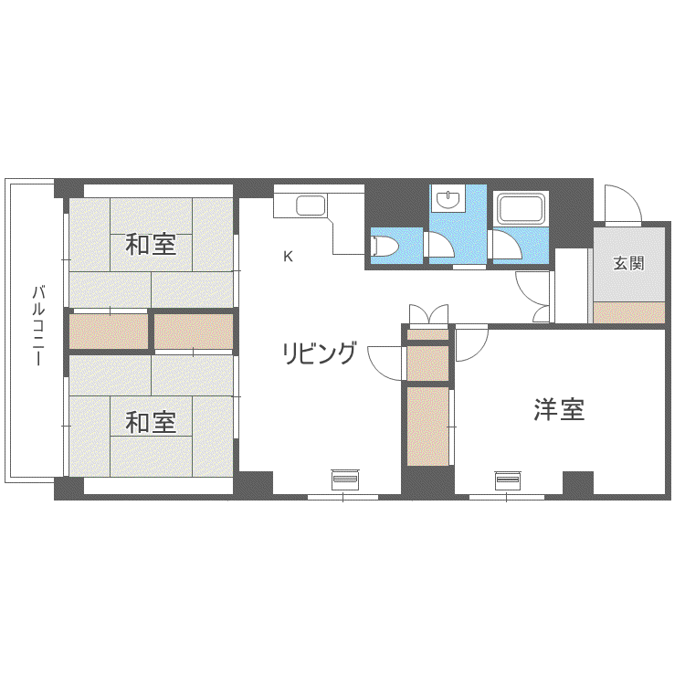 琴似マンション(3LDK/3階)の間取り写真
