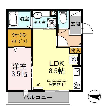 OLEN KOTONA(1LDK/1階)の間取り写真