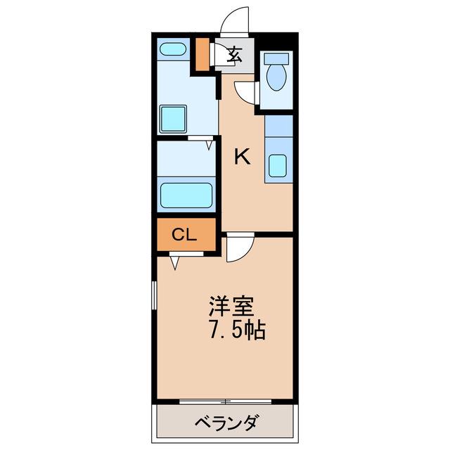 カーササンシャイン(1K/1階)の間取り写真