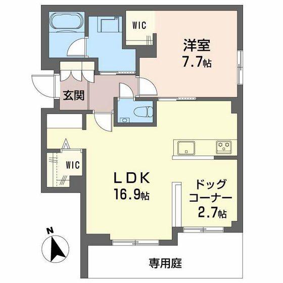 シャーメゾン ラ テラ(1LDK/1階)の間取り写真