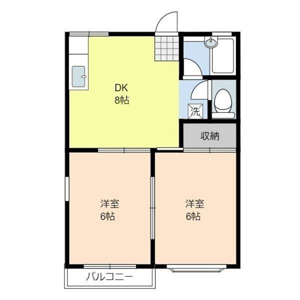 エンゼルハイムB(2DK/1階)の間取り写真
