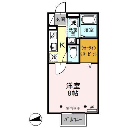 パルティーレ(1K/2階)の間取り写真