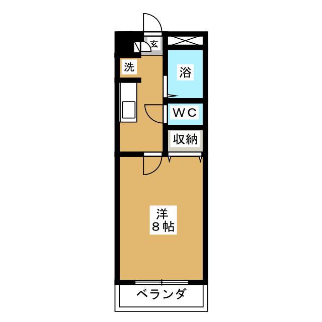 ヴィラ七色(1K/1階)の間取り写真