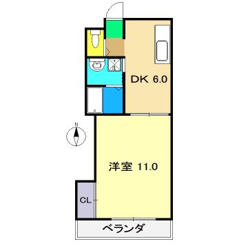 ドリームハウス 2(1DK/3階)の間取り写真