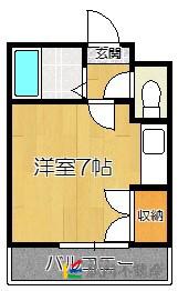 WILLOW COURT 福工大前(ワンルーム/1階)の間取り写真
