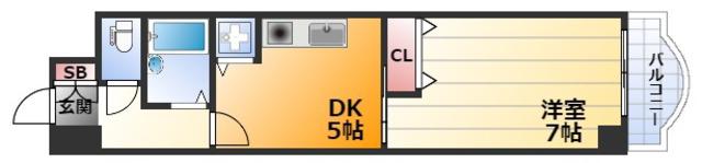ノルデンハイム東三国(1DK/3階)の間取り写真