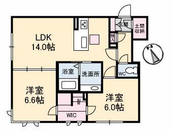 グランスイート(2LDK/1階)の間取り写真