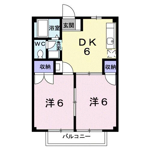ニューシティ広川(2DK/2階)の間取り写真
