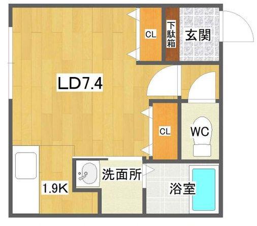 FLOS PROVA(1K/3階)の間取り写真