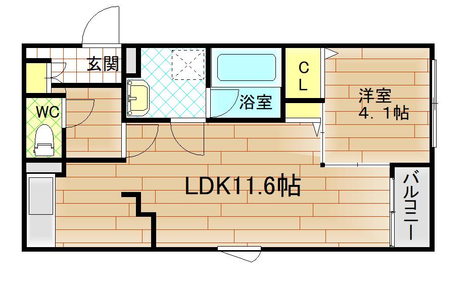 グランデージ上杉(1LDK/5階)の間取り写真