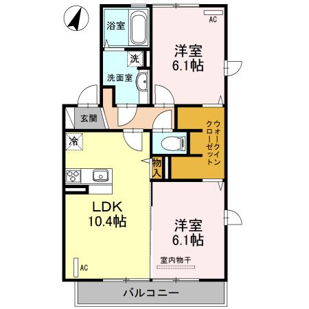 パークハウスVI(2LDK/2階)の間取り写真