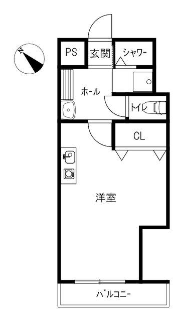 パストけやき(ワンルーム/4階)の間取り写真
