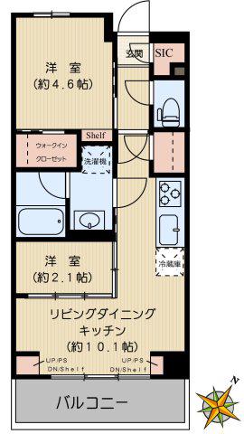 インスタイルレジデンス本駒込(2LDK/4階)の間取り写真