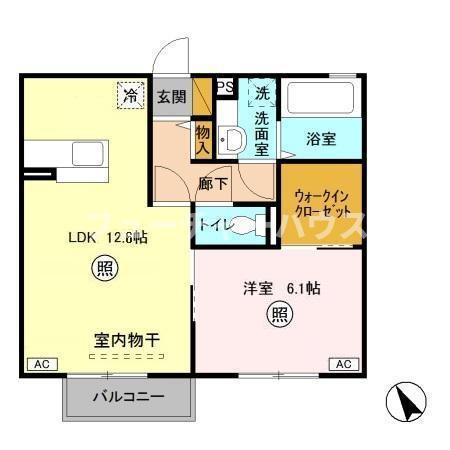 ウィット リッシュ(1LDK/2階)の間取り写真