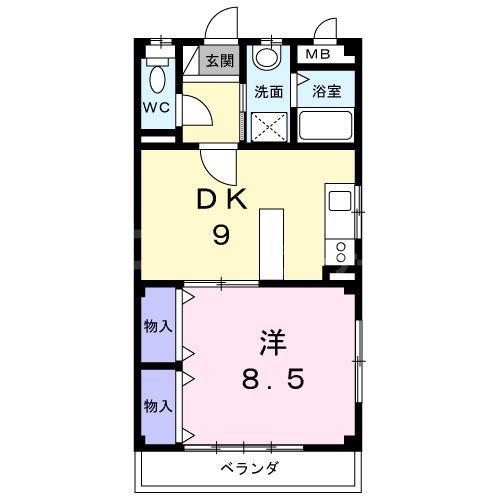 パークハイツ(1DK/2階)の間取り写真