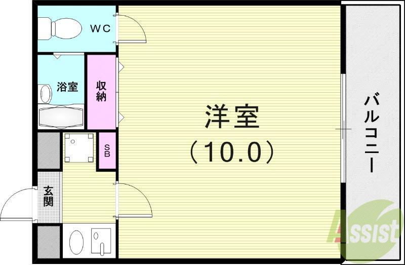 セレーノ箕面(1K/1階)の間取り写真