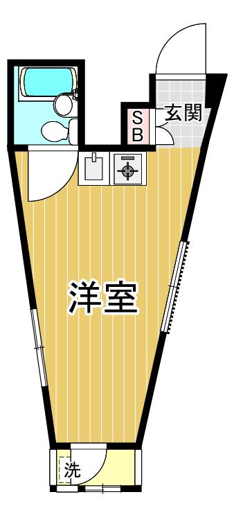 THE CITY 鳴尾(ワンルーム/1階)の間取り写真