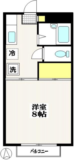 ウィルコート(1K/1階)の間取り写真