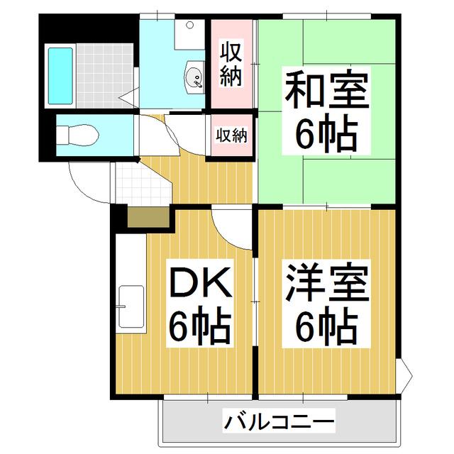 スリーピークスIII(2DK/2階)の間取り写真