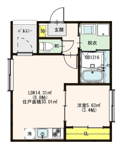 HT開平町II(1LDK/2階)の間取り写真