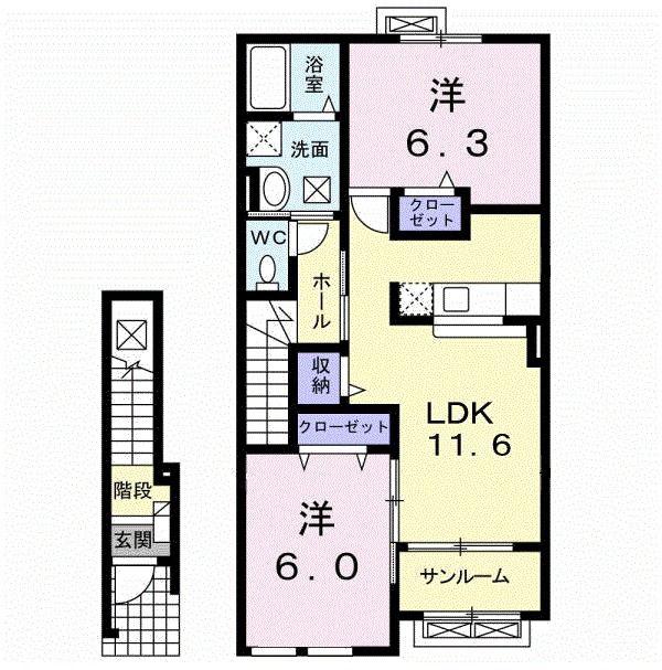 カーサ・アバンツァート3号館(2LDK/2階)の間取り写真