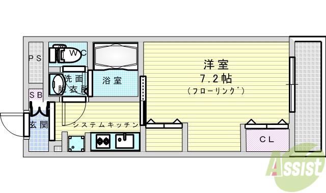 リブリ江坂(1K/3階)の間取り写真