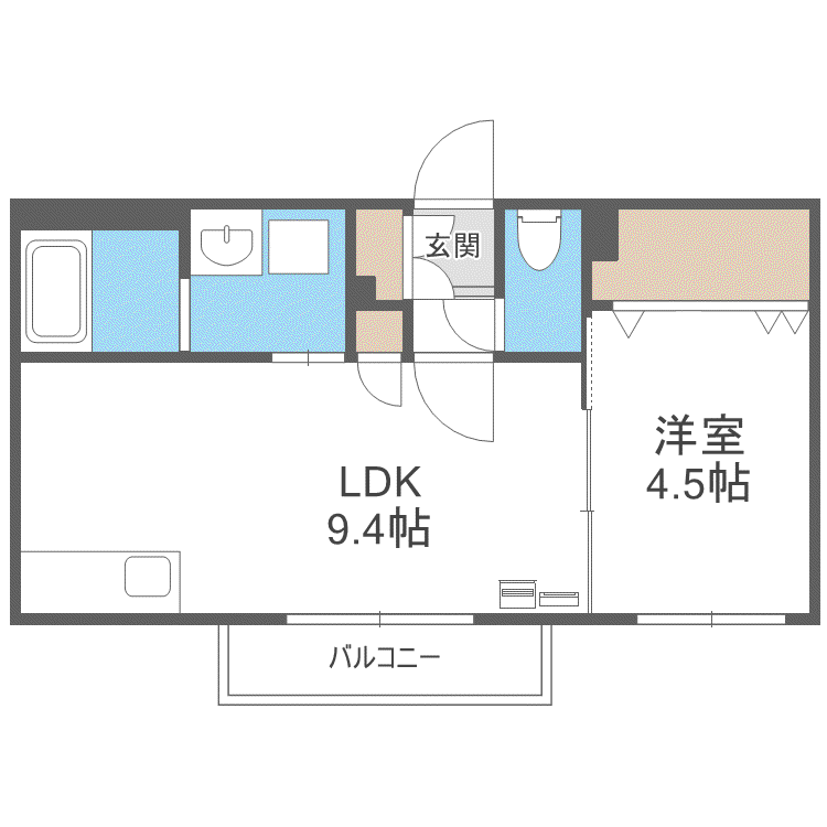 THE RESIDENCE 南平岸(1LDK/2階)の間取り写真