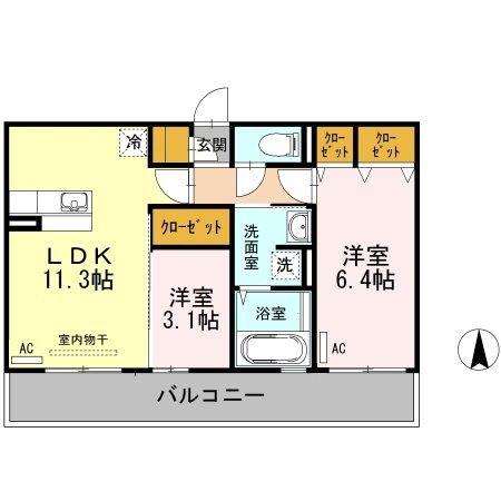 シャルルマーニュ(2LDK/3階)の間取り写真