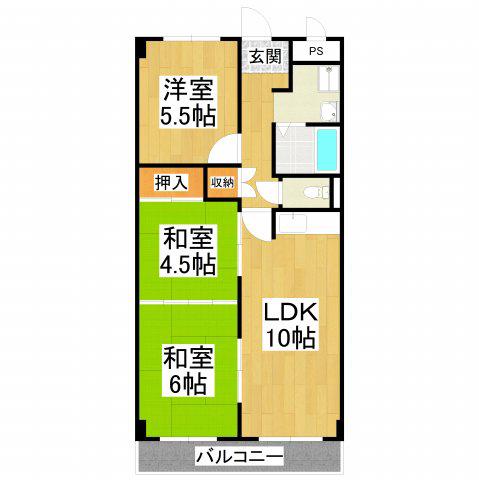EVERGREEN泉ヶ丘1号館(3LDK/3階)の間取り写真