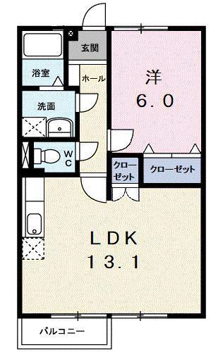ニューエルディム土器(1LDK/1階)の間取り写真