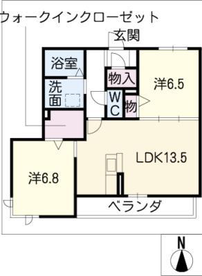 LIFE鳴海駅南(2LDK/2階)の間取り写真