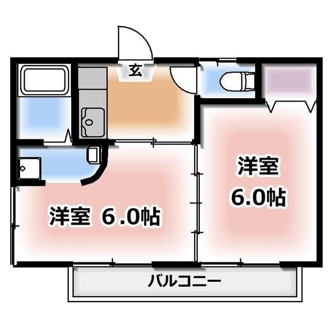 コーポイチムラ(2K/2階)の間取り写真