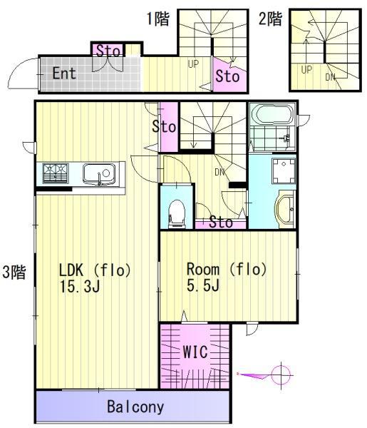 HI MAISON TAKINOGAWA(1LDK/3階)の間取り写真