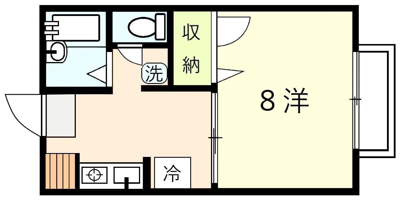 シャルマンB(1K/1階)の間取り写真