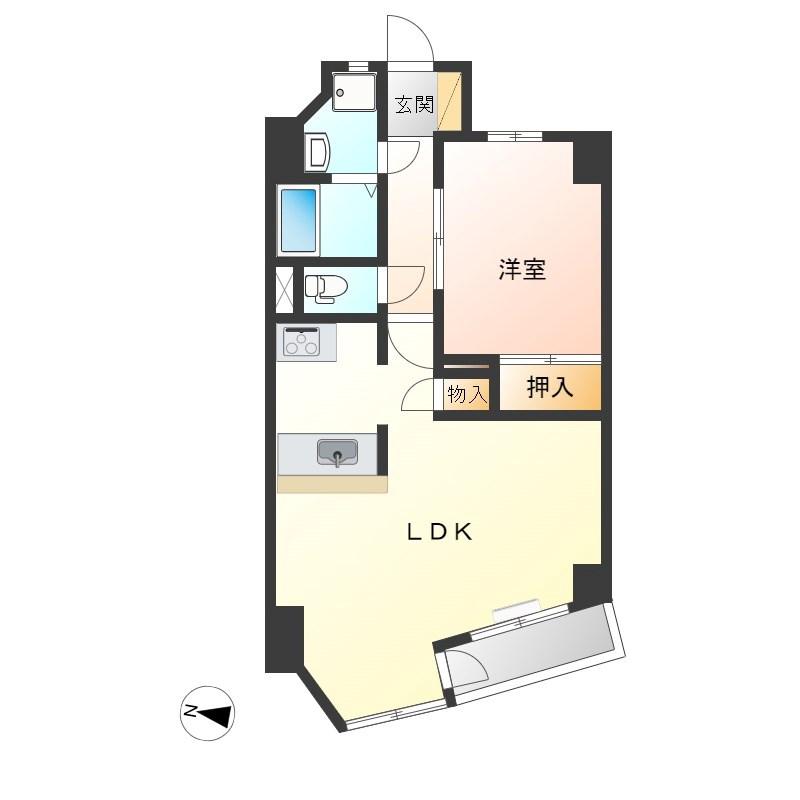 フリーデンハイム宇都宮(1LDK/13階)の間取り写真