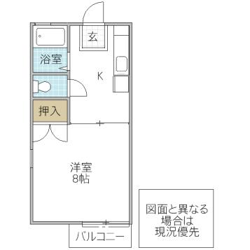 セジュール吉備(1K/2階)の間取り写真