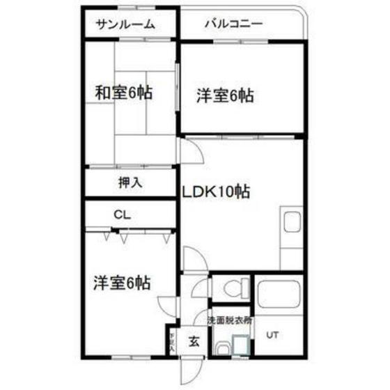 コスモス南(3LDK/1階)の間取り写真