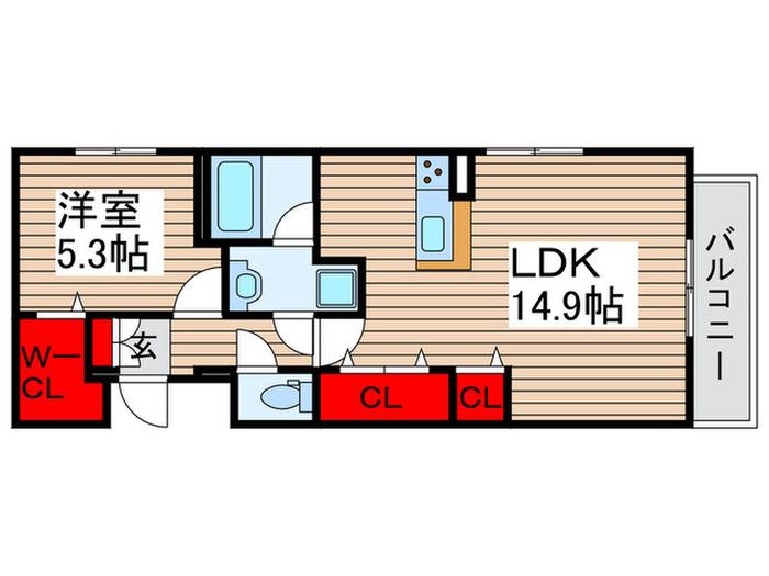 GIVERNY(1LDK/3階)の間取り写真