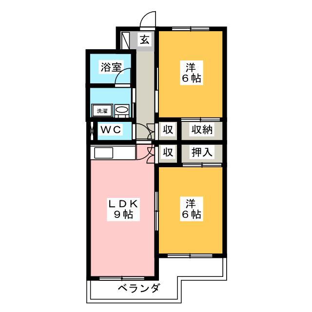 ドルフィン(2LDK/3階)の間取り写真
