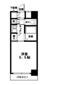 クラウンハイム夕陽丘(1K/4階)の間取り写真