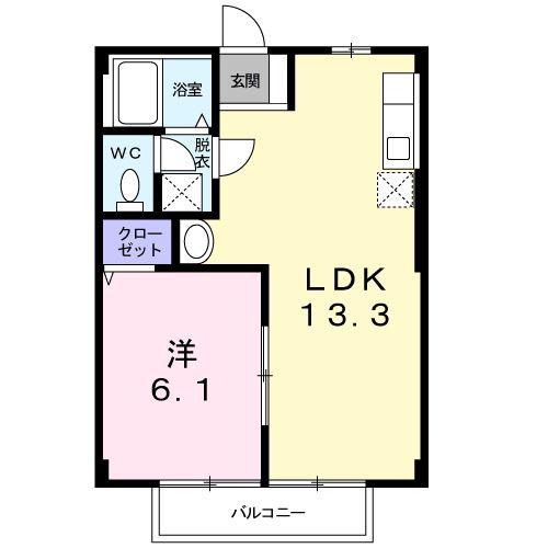 ロイヤルヒルズ(2DK/1階)の間取り写真