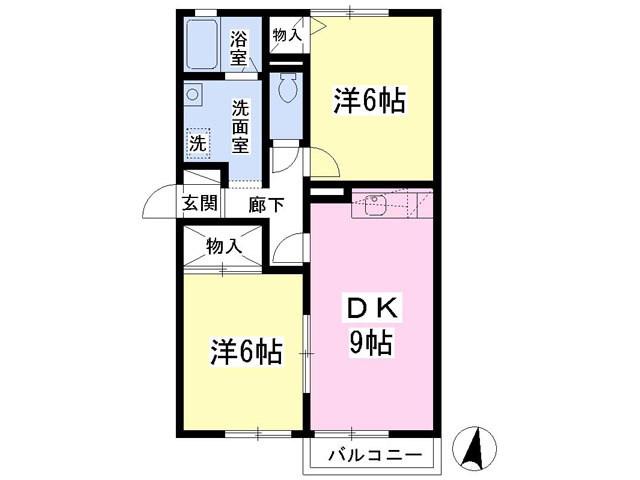 LFハイムD(2DK/2階)の間取り写真