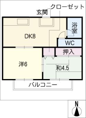 HIコーポ本郷(2DK/1階)の間取り写真